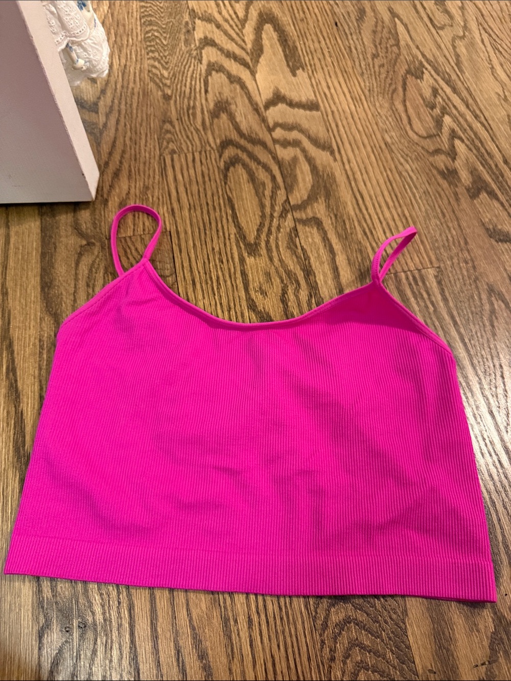 Fuchsia Ribbed Spaghetti Strap Crop Tank
